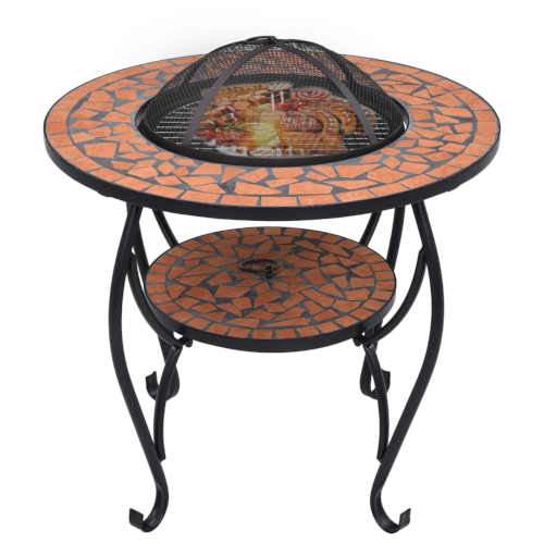 stolek s ohništěm a grilovací mřížkou